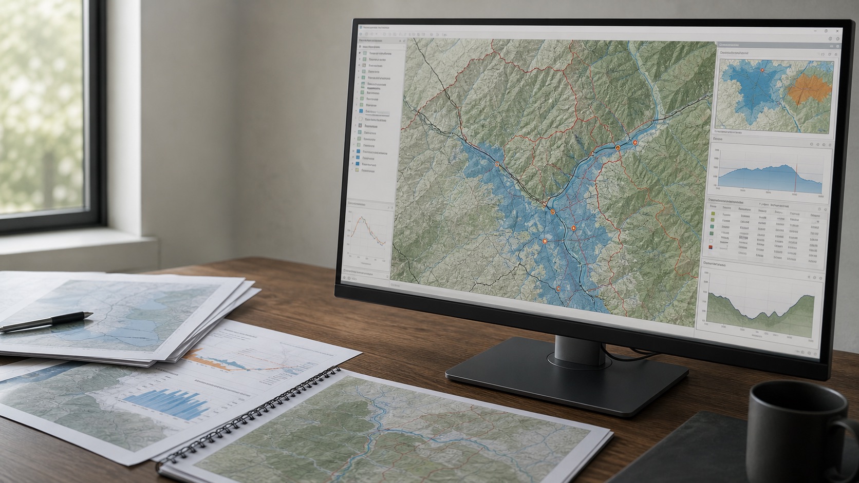Geospatial analytics landscape illustration